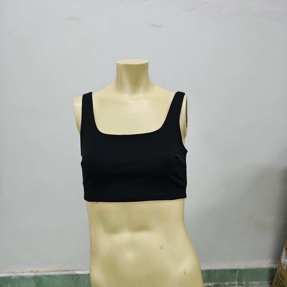 ASA Black Square Neck Crop Top Sleeveless Minimalist Tank Top